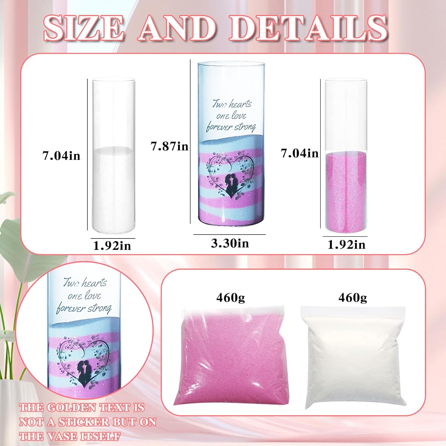 Unity Sand Ceremony Kit for Weddings - Complete Set with Handmade Decorative Vase (Sand is Included)